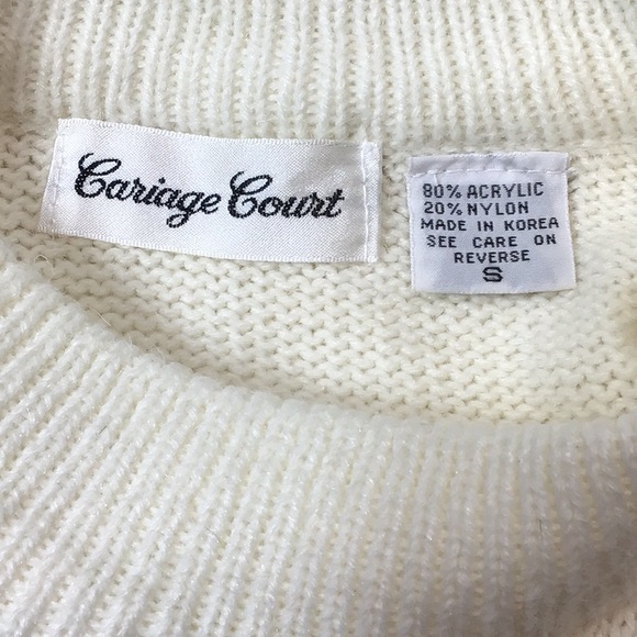 Vintage Cariage Court Cream Mock-neck Embroidered Knit Sweater - Picture 2 of 8
